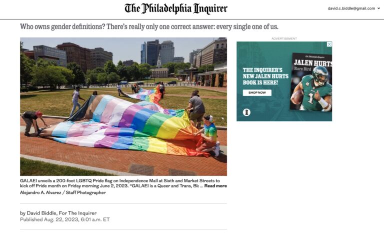 Philadelphia Inquirer Op-Ed on Gender Identity